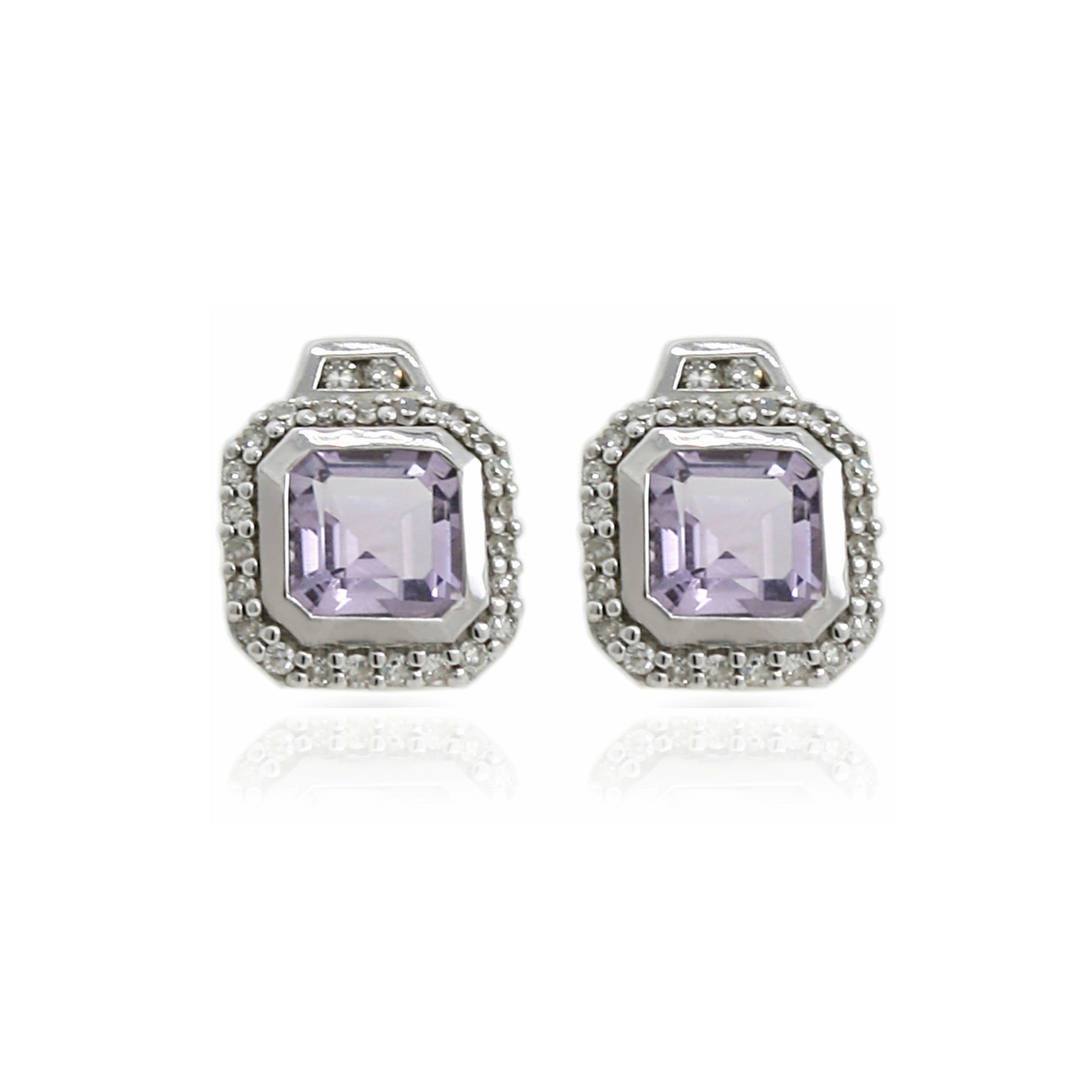 9ct Pink Amethyst & Diamond Earrings