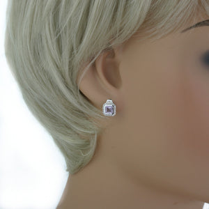 9ct Pink Amethyst & Diamond Earrings