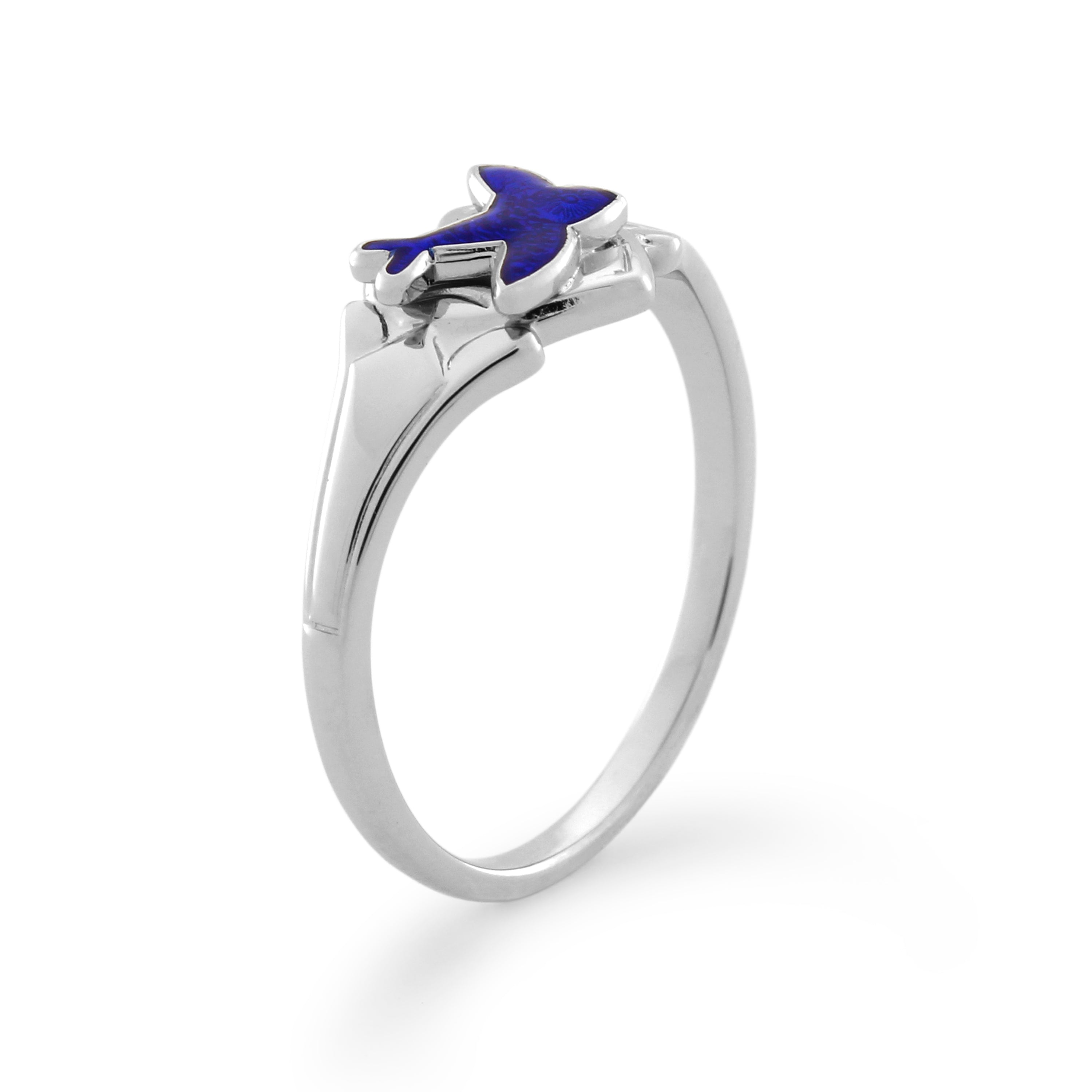 Sterling Silver Blue Bird Signet Ring