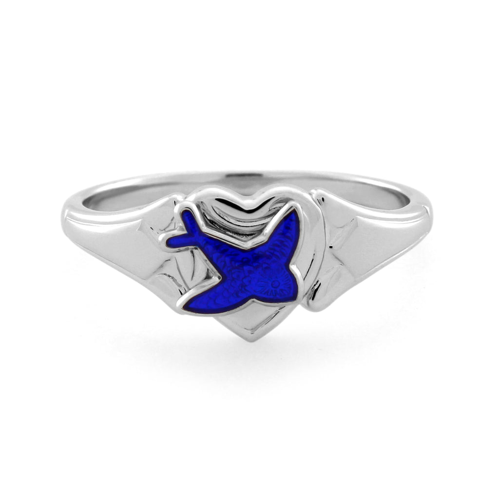 Sterling Silver Blue Bird Signet Ring