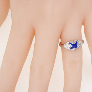Sterling Silver Blue Bird Signet Ring