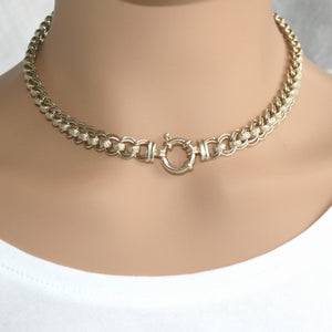 Sterling Silver Handmade Double Roller Chain, 9ct Gold Plated 45cm