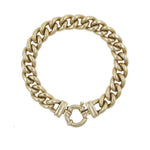 Sterling Silver Handmade Heavy Curb Bracelet, 9ct Gold Plated 19.5cm