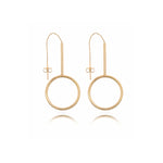 Stainless Steel Rose Gold Toned Circle Chain Thread Earrings