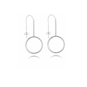 Stainless Steel Silver Toned Circle Chain Thread Earrings
