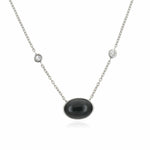 Sterling Silver Australian Black Jade & Topaz Necklace