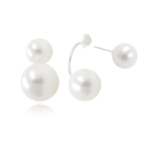 Sterling Silver Front/Back Faux Pearl Earrings