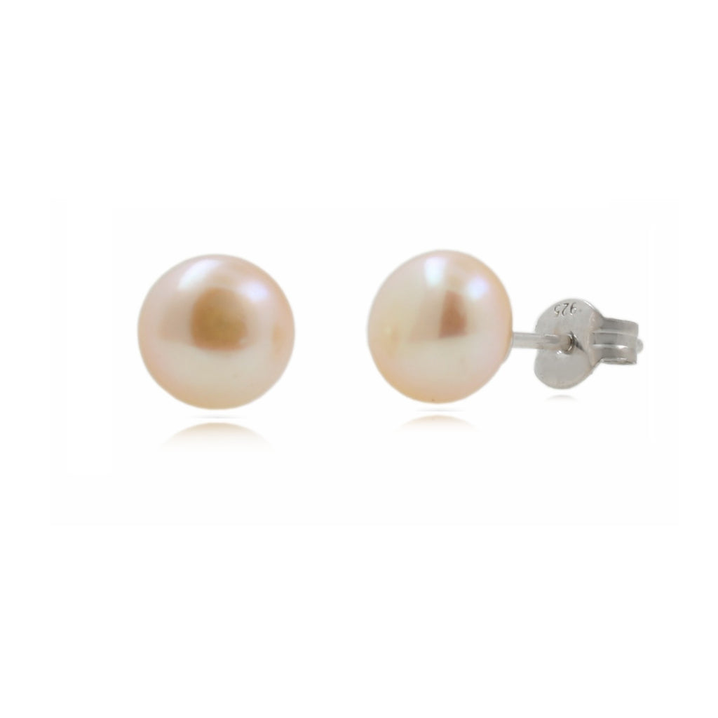 Sterling Silver Natural Pink Fresh Water Pearl Studs 7mm
