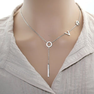 Stainless Steel Lariat Style Bar Necklace