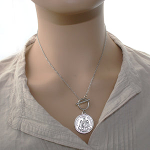 Stainless Steel Fob Coin Necklace