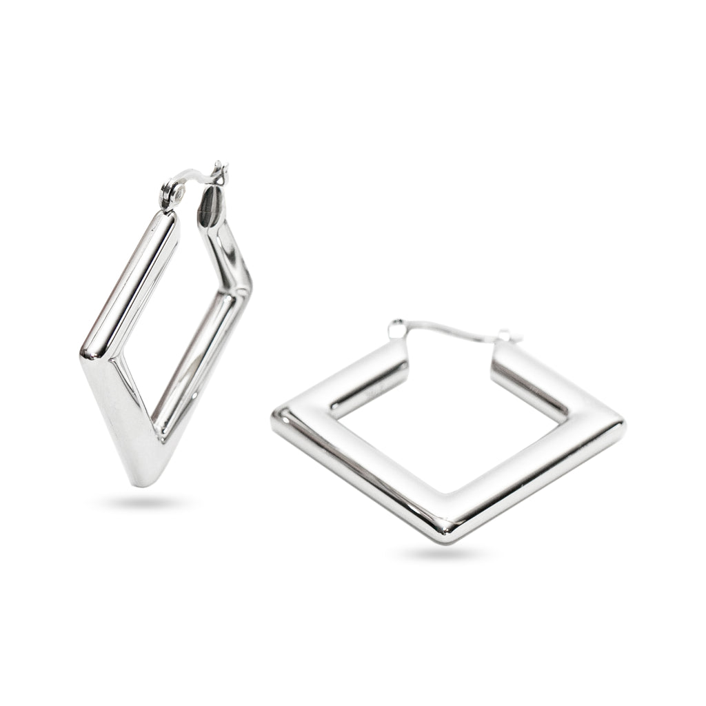 Stainless Steel Pentagon Hoop Earrings