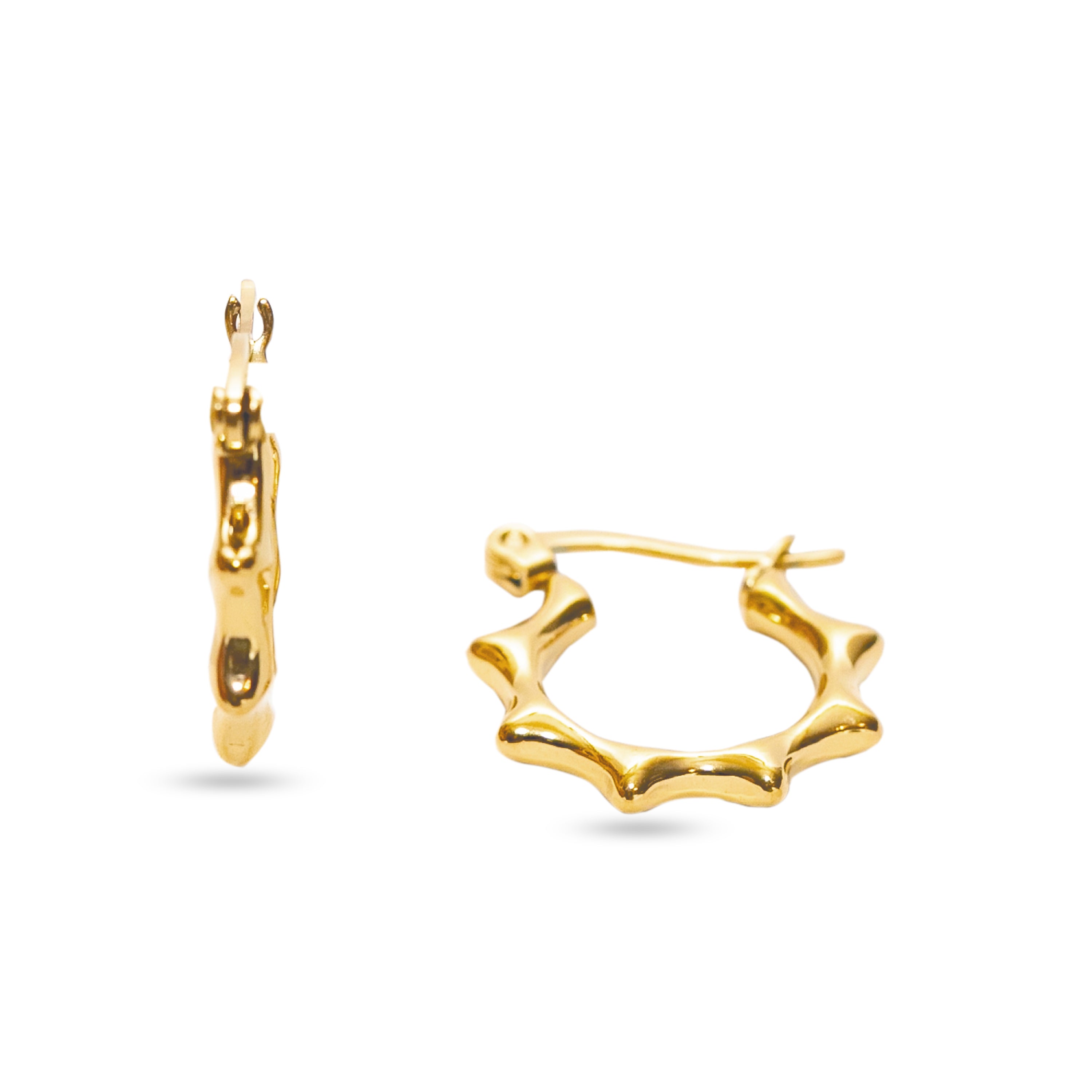 Stainless Steel Gold Tone Fancy Hoop Earrings