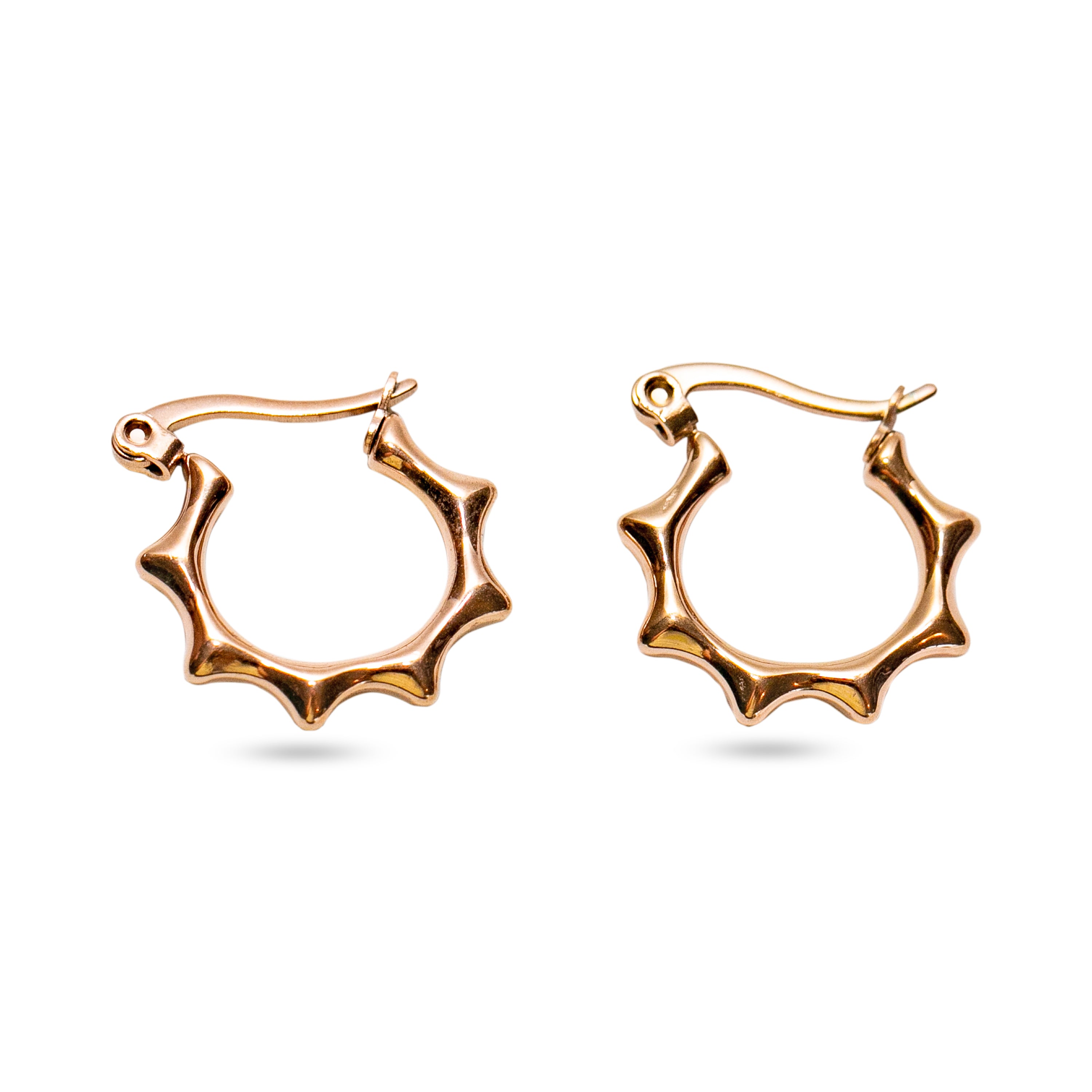 Stainless Steel Rose Gold Tone Fancy Hoop Earrings