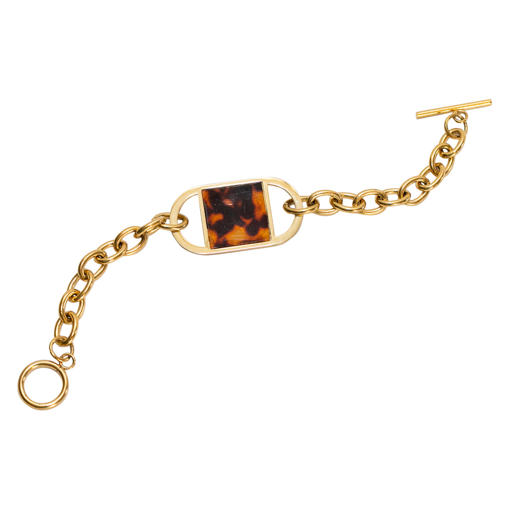 Stainless Steel Gold Tone Fob Bracelet