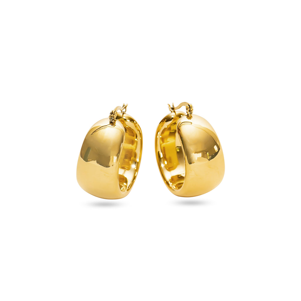 Stainless Steel Gold Tone Wide Hoop Earrings