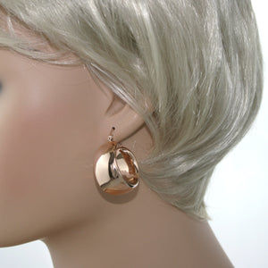 Stainless Steel Rose Gold Tone Wide Hoop Earrings