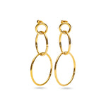 Stainless Steel Gold Tone Circle Stud Triple Loop Stud Earrings