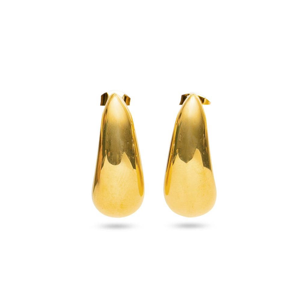 Stainless Steel Gold Tone Stud Hoop Earrings