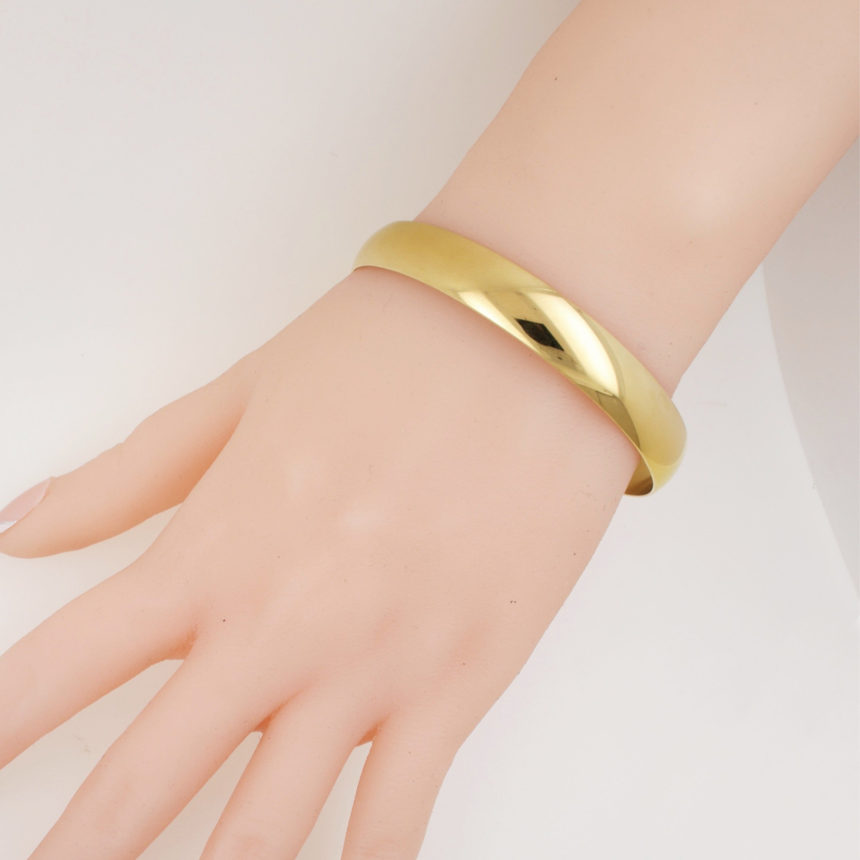 Stainless Steel  Gold Tone Wide Statement Bangle