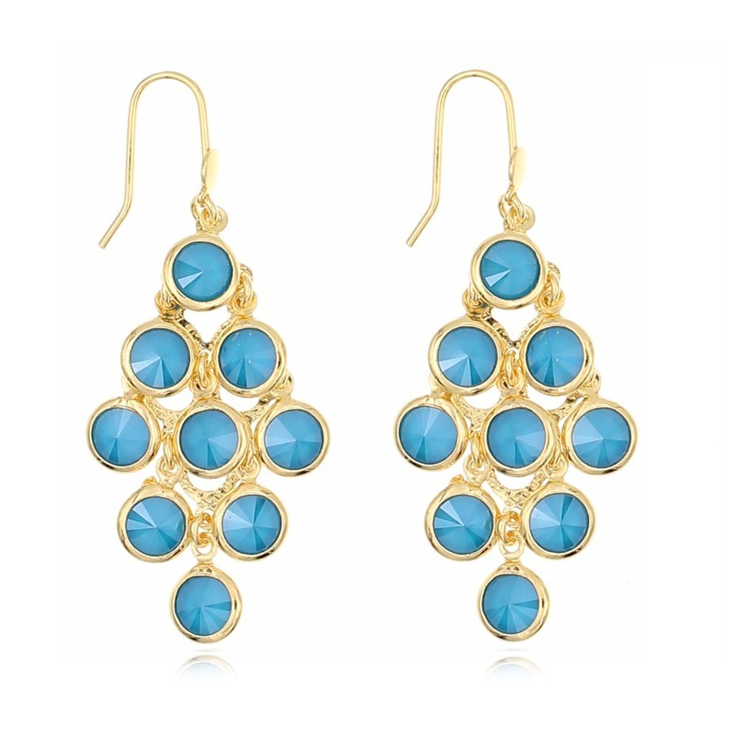 Sterling Silver Gold Azure Blue Earrings by Davvero with Crystals from Swarovski®