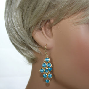 Sterling Silver Gold Azure Blue Earrings by Davvero with Crystals from Swarovski®