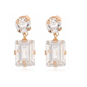 Sterling Silver Gold Stud Drop Earrings by Davvero with Crystals from Swarovski®