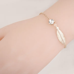 Sterling Silver Gold Leaf Bracelet  by Davvero with Crystals from Swarovski®