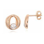 Sterling Silver Rose Gold Circle Stud Earring  with Crystals from Swarovski®