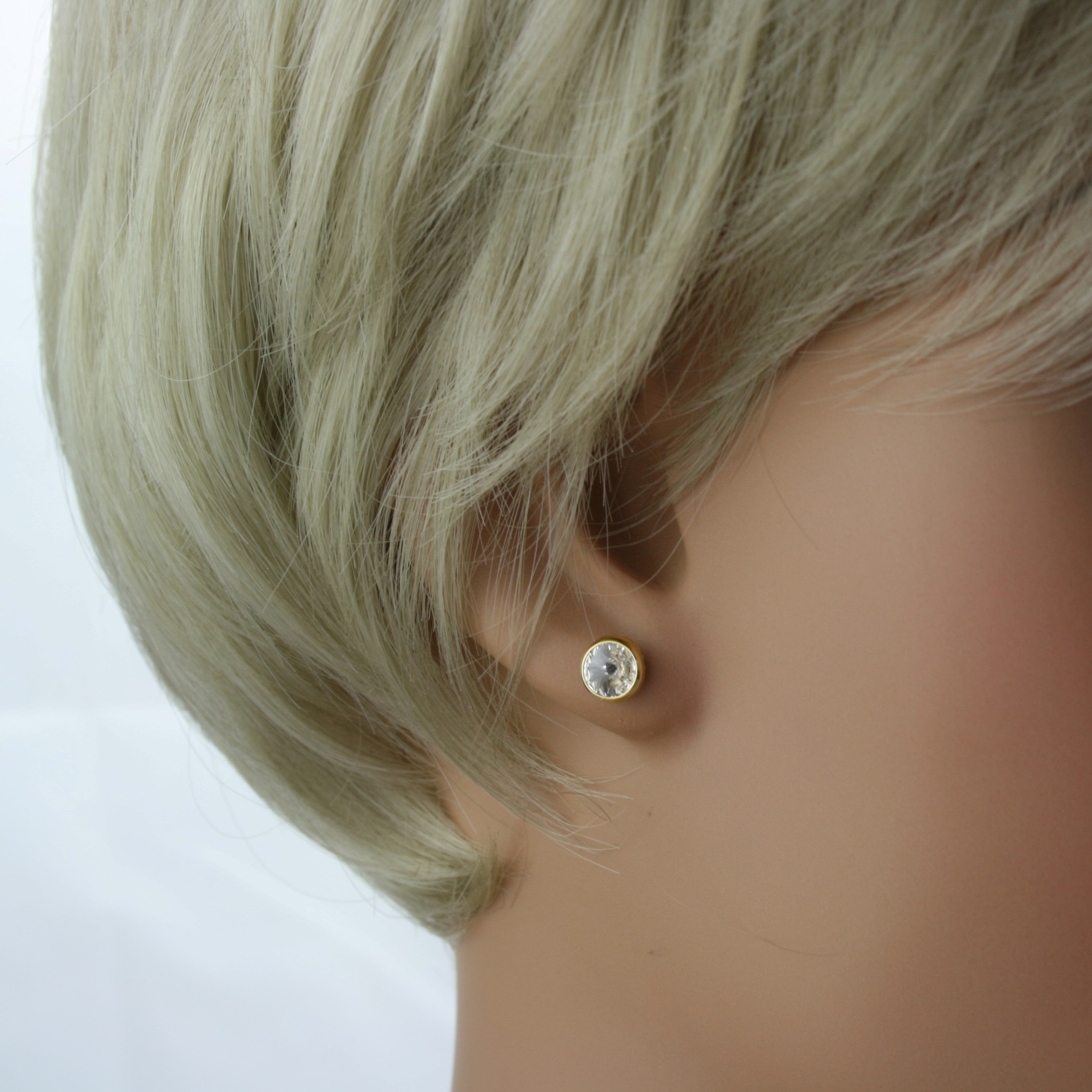 Davvero Sterling Silver Austrian Crystal 5mm Gold Stud Earring
