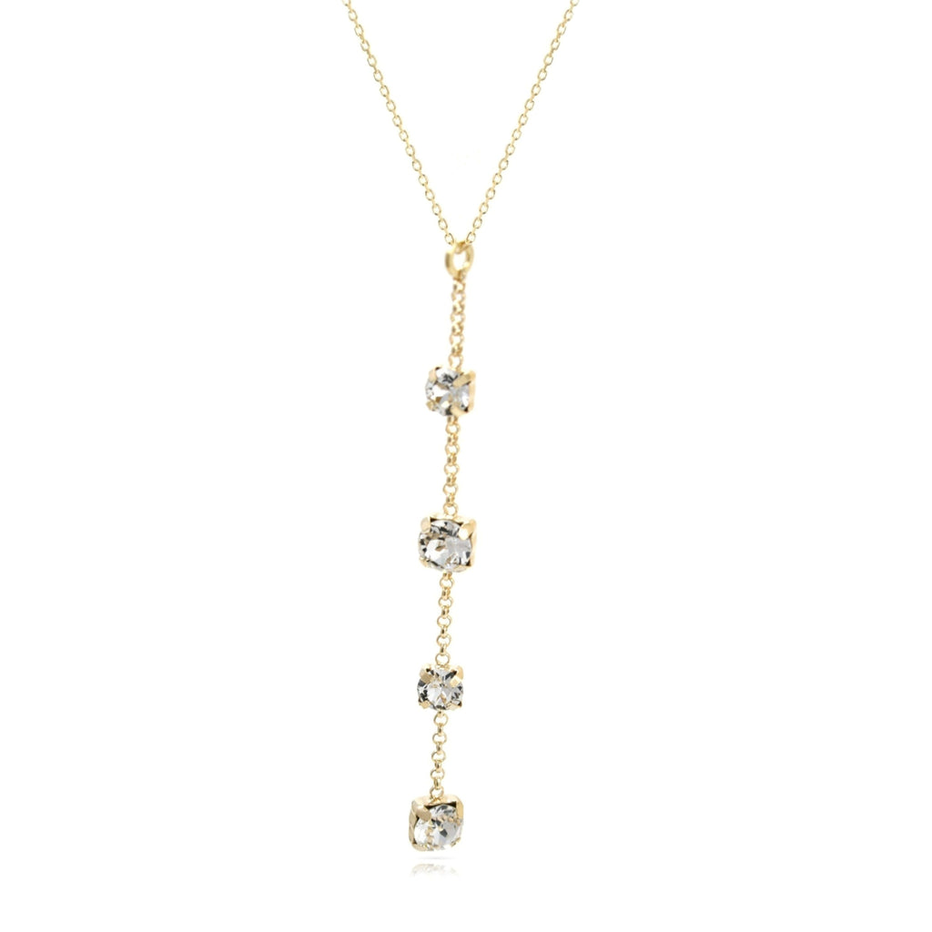 Davvero Sterling Silver Gold Austrian Crystal Drop Necklace