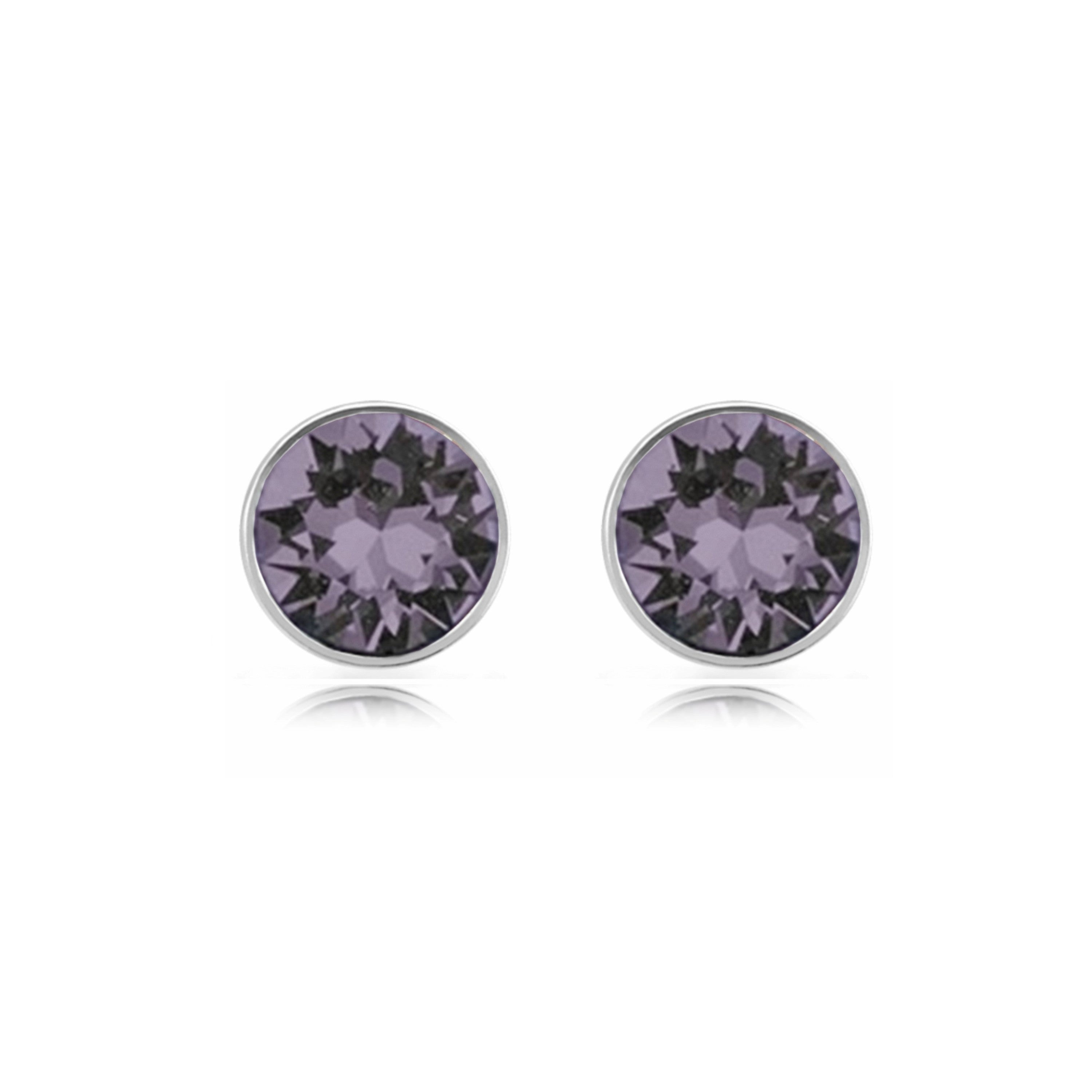 Sterling Silver 5mm Amethyst Stud Earring  with Crystals from Swarovski®