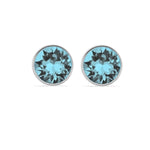 Sterling Silver 5mm Aqua Stud Earring with Crystals from Swarovski®