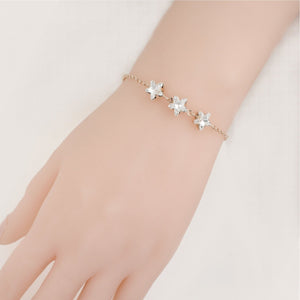 Davvero Sterling Silver Rose Gold Austrian Crystal 3 Star Bracelet