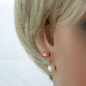 Davvero Sterling Silver Austrian Crystal Front/Back Earrings