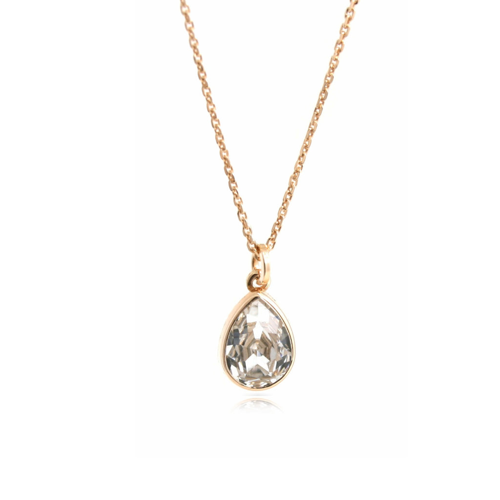 Sterling Silver Rose Gold Pear Pendant by Davvero with Crystals from Swarovski®