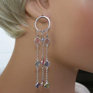 Davvero Sterling Silver Austrian Crystal Statement Earrings