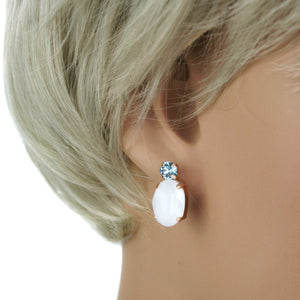Davvero Sterling Silver Austrian Crystal Aqua & Royal White Earrings