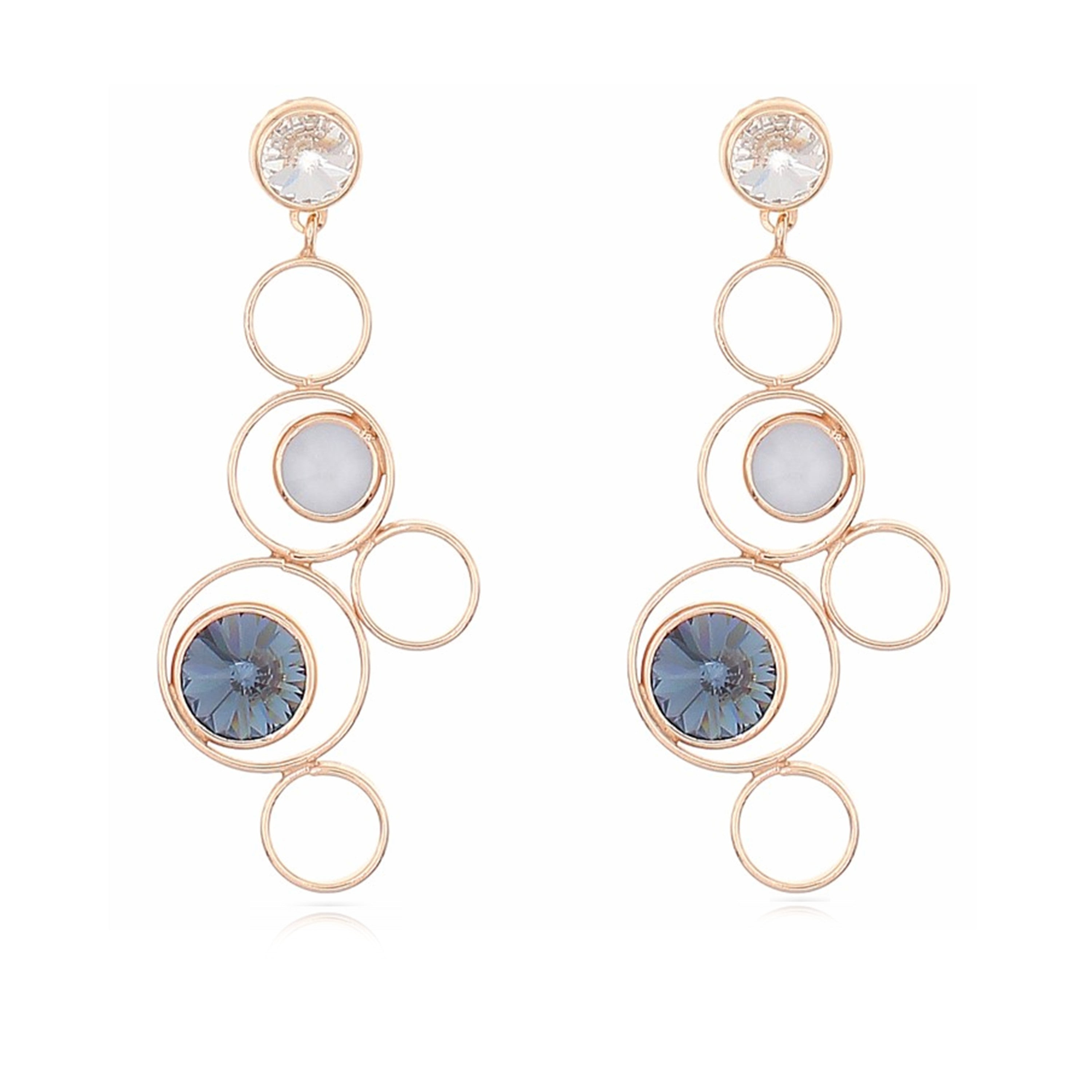 Sterling Silver Gold Statement White & Blue Earrings by Davvero with Crystals from Swarovski®