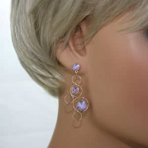 Sterling Silver Gold Mauve Statement Earrings by Davvero with Crystals from Swarovski®