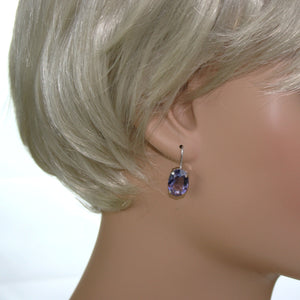 Sterling Silver Amethyst Oval Shaped Earrings by Davvero with Crystals from Swarovski®