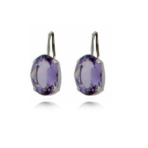 Sterling Silver Amethyst Oval Shaped Earrings by Davvero with Crystals from Swarovski®
