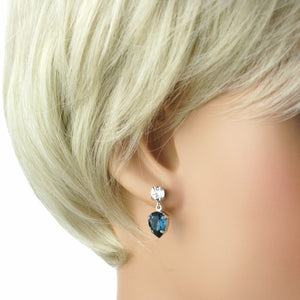 Sterling Silver White & Blue Earrings by Davvero with Crystals from Swarovski®