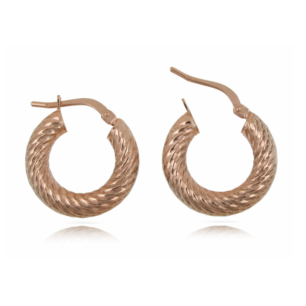 Sterling Silver Twist Hoop Earring Rose Gold Plated