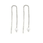Sterling Silver Faux Pearl Thread Earrings