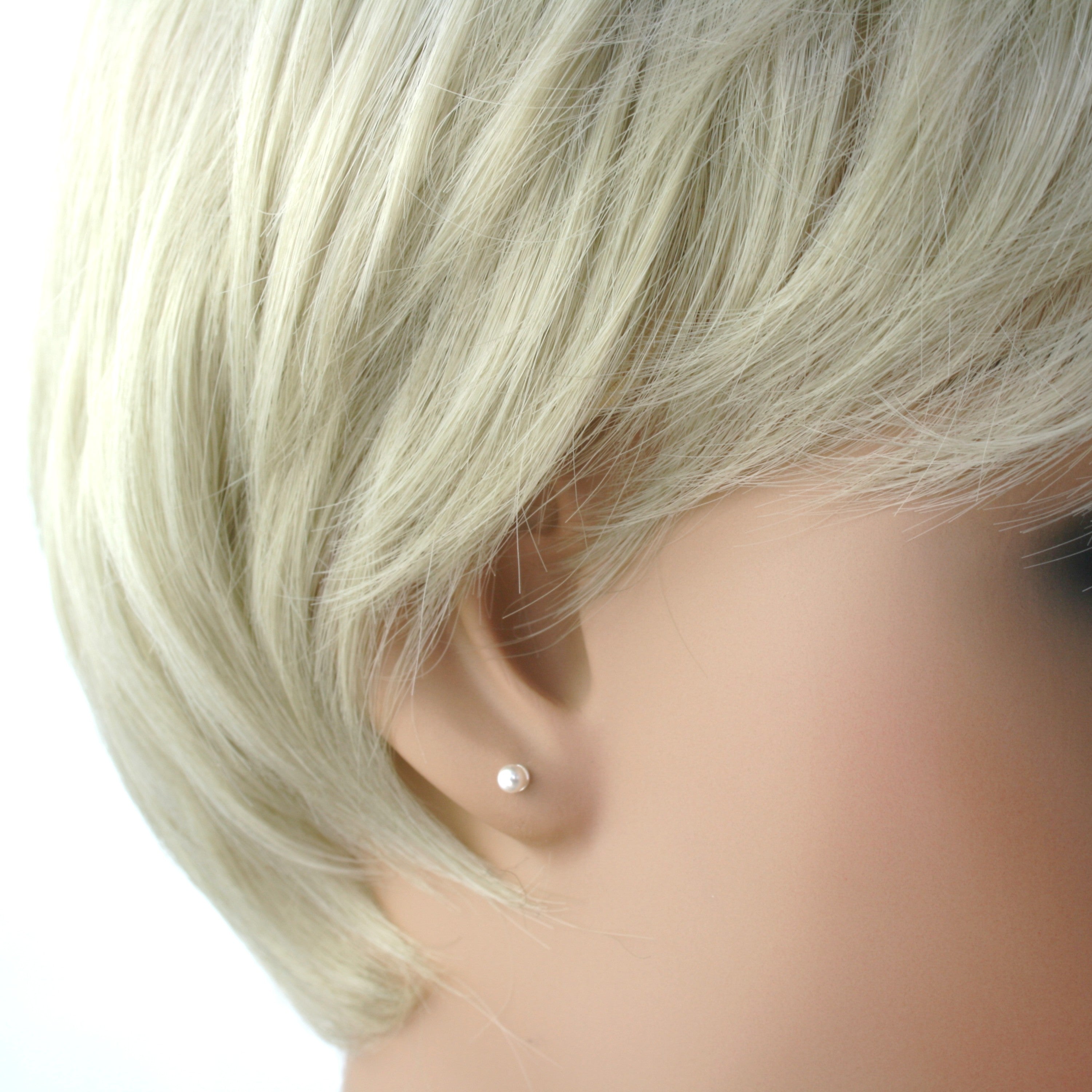 Sterling Silver 3mm Faux Pearl Stud Earrings