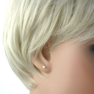 Sterling Silver 3mm Faux Pearl Stud Earrings