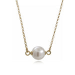 Sterling Silver Faux Pearl Gold Necklace