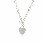 Sterling Silver Paper Link Heart Fob Chain 45cm