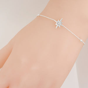 Sterling Silver CZ Star Bracelet 18+2cm