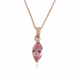 Sterling Silver Rose Gold Plated Austrian Crystal Marquise Pendant